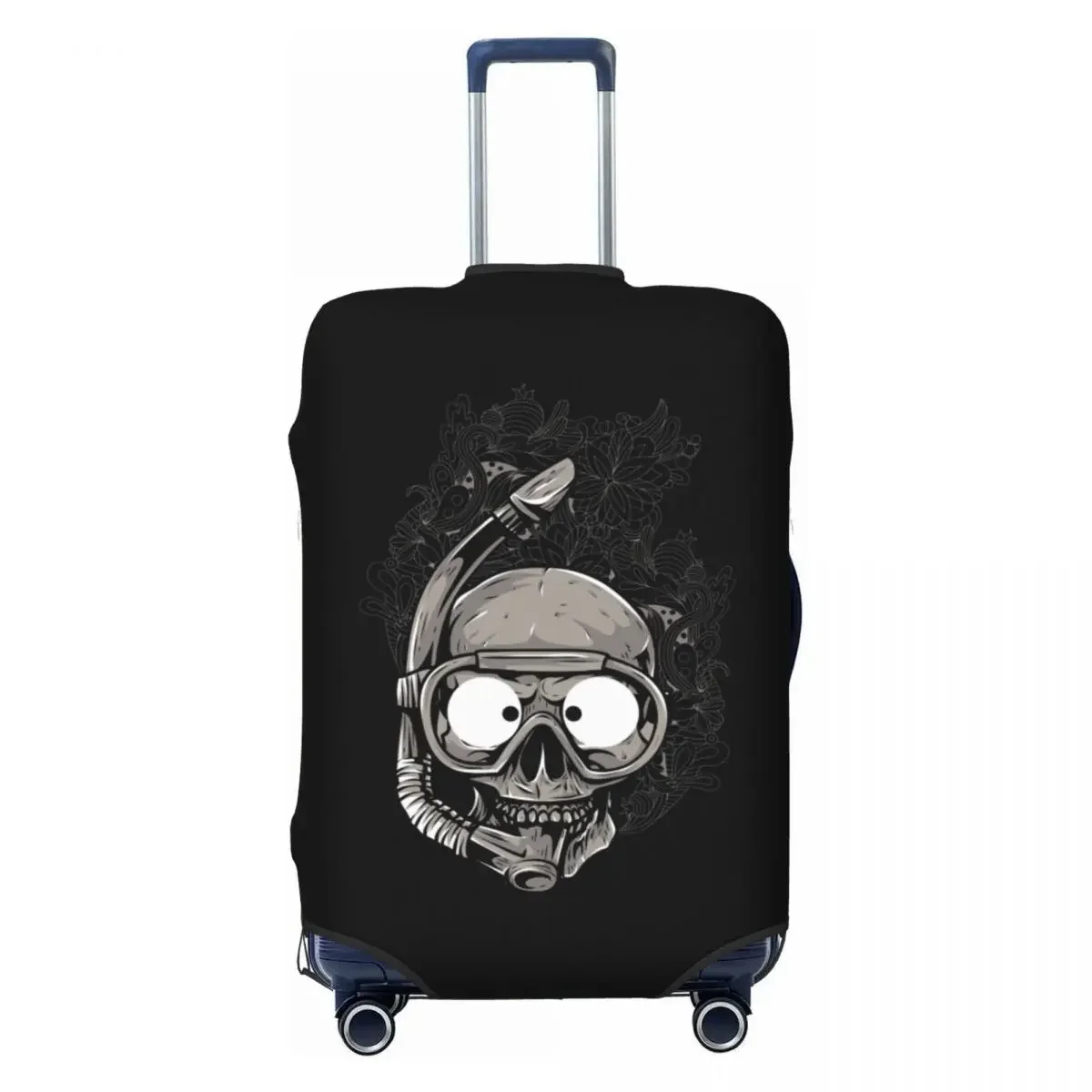 Custom Funny Scuba Skull Dive Diver Luggage Cover Protector Elastic Travel Suitcase Covers