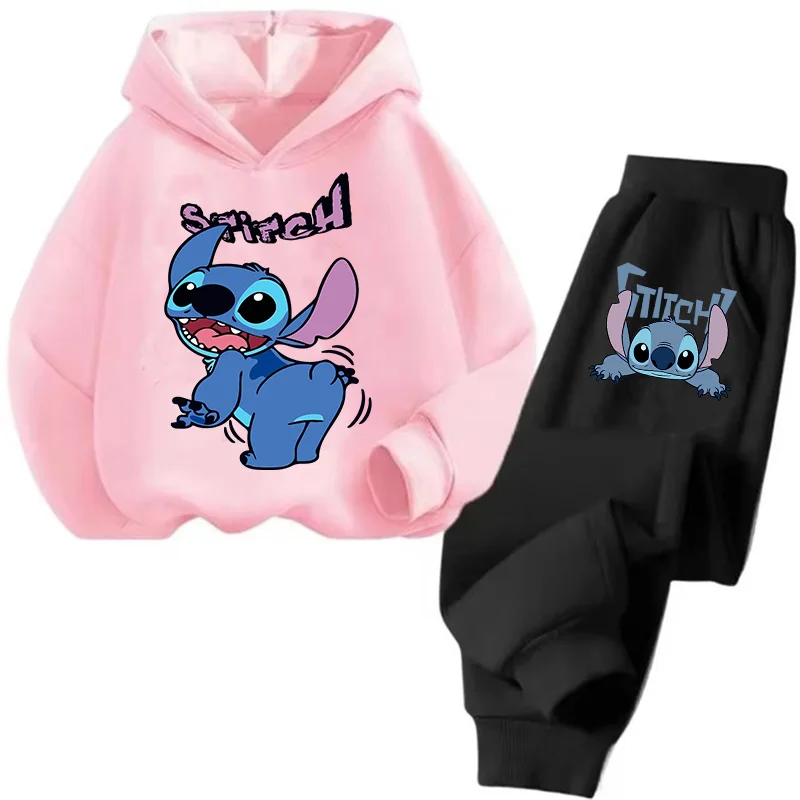 Anime Funny Children Hoodies Stitch Pullover Sweatshirt Anime Trucksuit Manga Cartoons Girls Boy Kids Autumn Casual Clothes