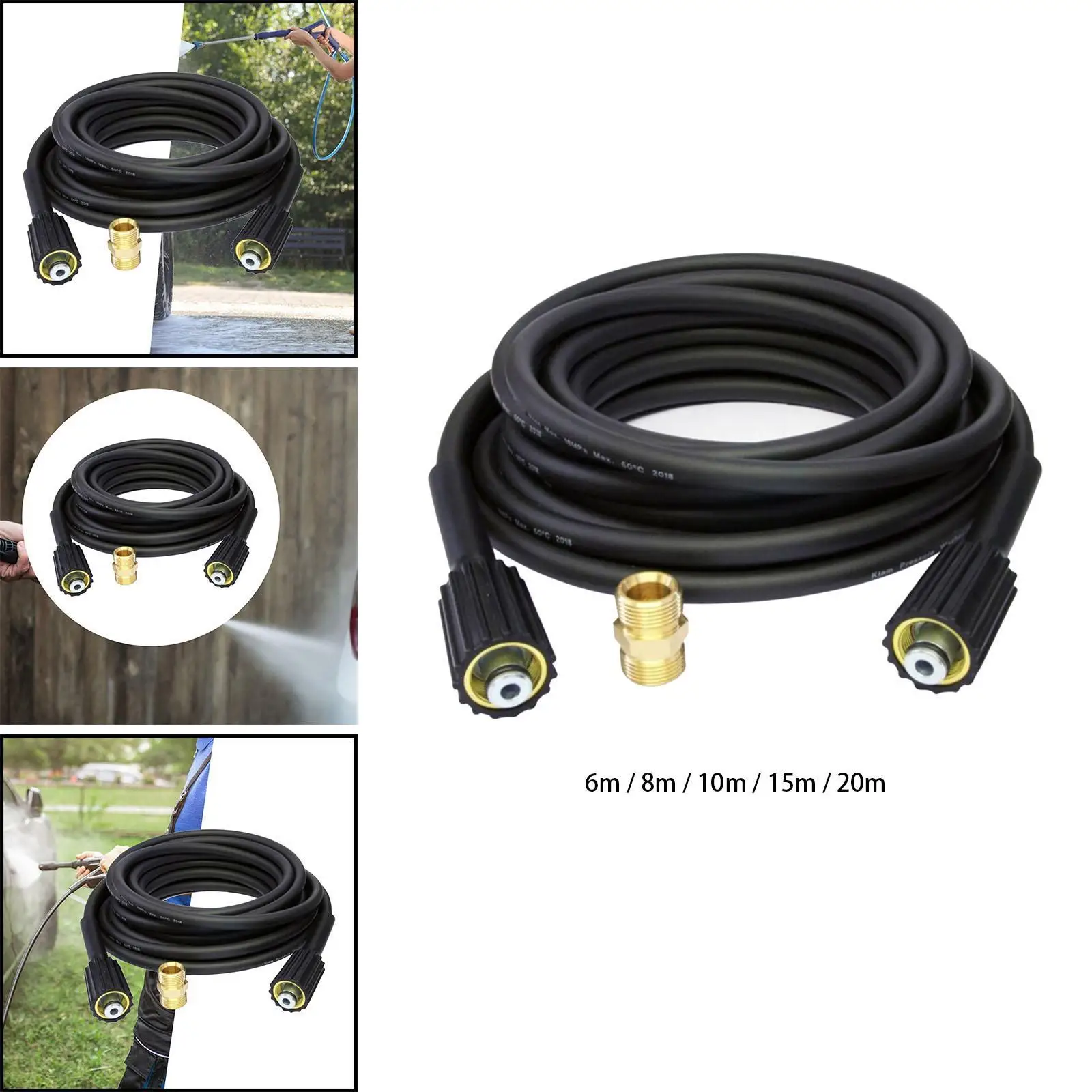 

Pressure Washer Hose M22/22mm Female to Male Easy to Install Hose and Extension Coupler 5800PSI for Roofs Siding Motorcycles