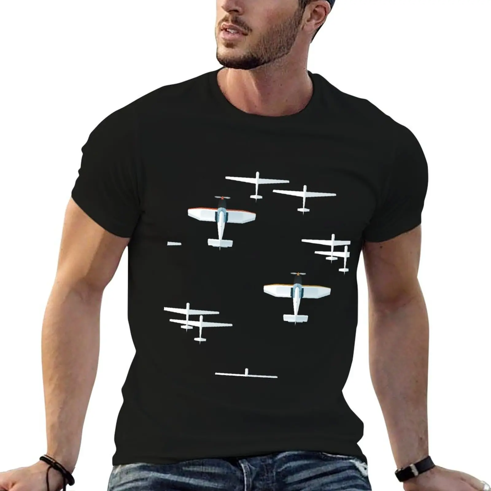 

Robin airplanes and gliders fly in the sky. Serene and cute pattern. T-Shirt man t shirt designer T-Shirt