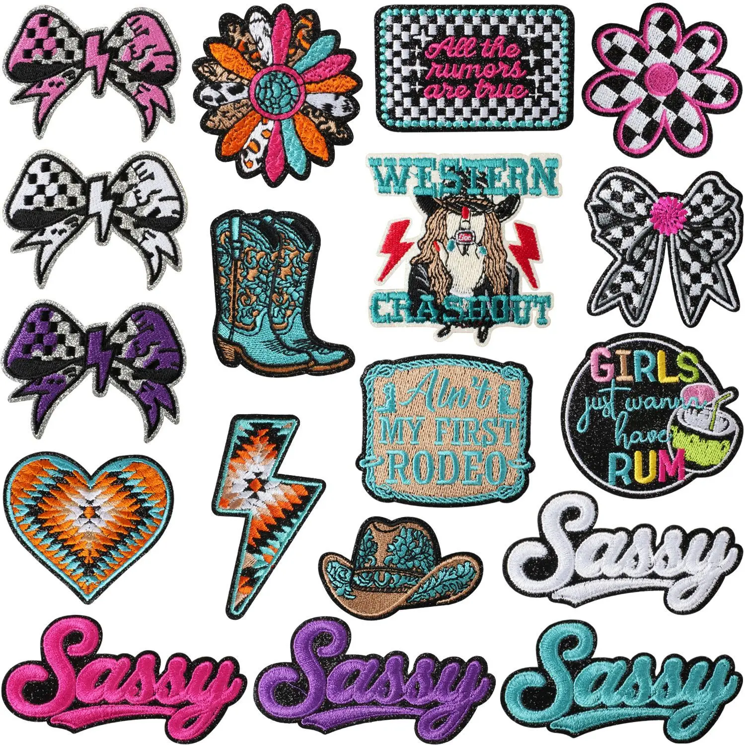 Western Cowboy Style Embroidered Patches Flower Bowknot Clothing Patches For Garment Decoration Hat Boots Repair