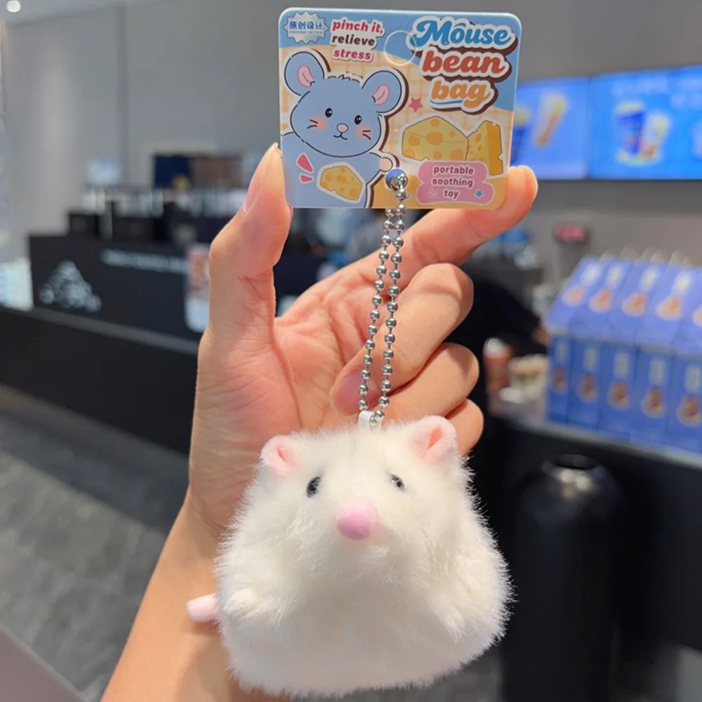 Adorable Bean Bag Hamster Pendant Stuffed Animal Backpack Fluffy Mouse Keychain Bag Charm Kawaii Rat Plush Doll Birthday Gift