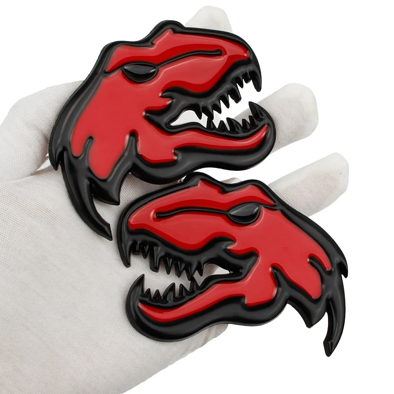 2pcs Custom 3D Dinosaur Car Side Fender Trunk Badge emblem Sticker Compatible with Dodge Ram Charger Challenger Hellcat