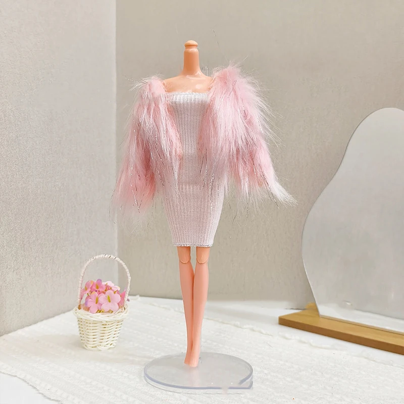 موضة ملابس دمى 30 سنتيمتر الفتيات الأميرة الملابس مجموعة 11.5 بوصة ملابس دمى 1/6 دمى اكسسوارات الفراء سترة فستان مجموعة لتقوم بها بنفسك لعبة