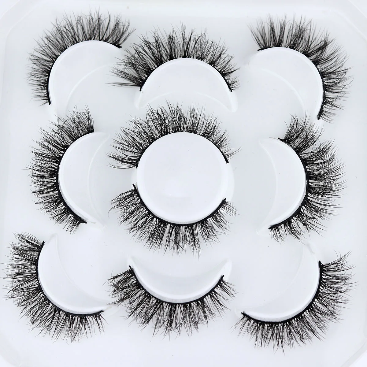 Ciglia finte Cat-Eye Fluffy Faux Mink Lashes 8D Wispy Lashes 5 paia Pack ciglia voluminose lunghe e spesse drammatiche