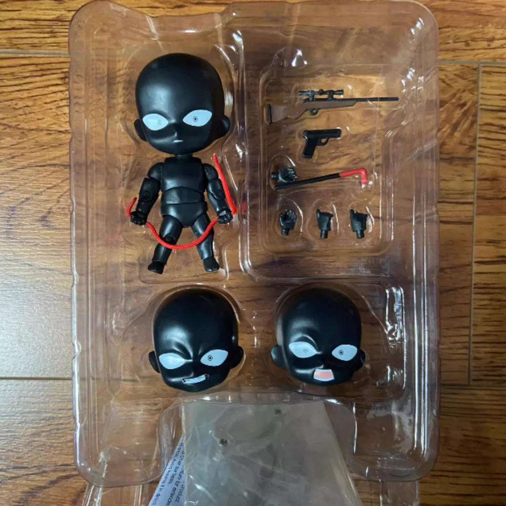 

10cm GSC Detective Conan Q Version Clay Figure 878# Black Shadow Criminal Changeable Face Movable Joints Model Boxed Collectible