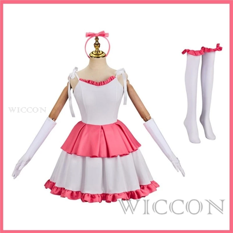 Horror Movies Perfect Blue Kirigoe Mima Cosplay Costume Wig Pink White Princess Dress Woman Sexy Lovely Carnival Party Suit