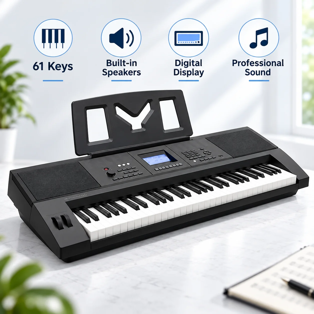 Piano Digital Electrónico Prof - Keyboard Piano 61 Key reseña y precio