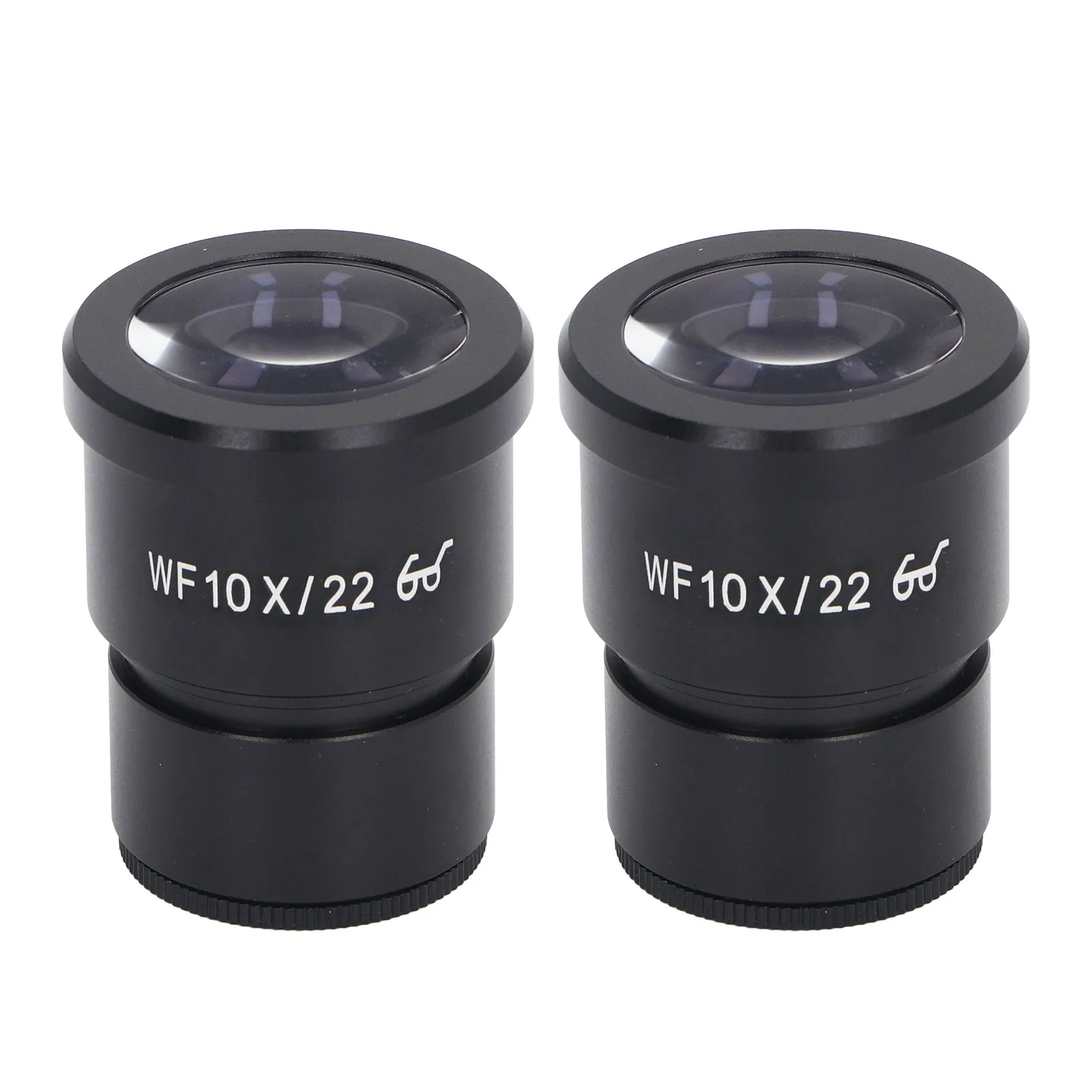 2Pcs Microscope Eyepiece 10X Aluminum Alloy Wide Angle Biological Eyepiece 22mm Eye Point 30mm Mounting Size