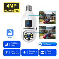 E27 Wifi Surveillance Bulb Camera Dual Lens Wireless Indoor Security PTZ IP Cameras AI Human Detect CCTV Camera 4K 4MP