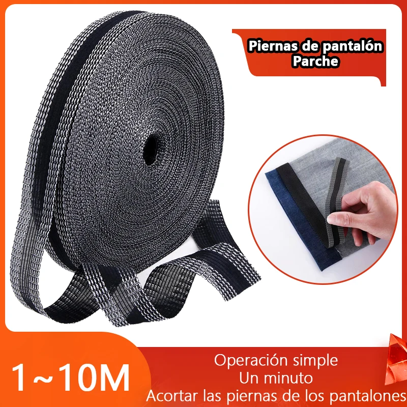 Cintas autoadhesivas para pasta de pantalones, pegatinas para acortar el borde de la pantalón, pantalones vaqueros, dobladillo, mangas de parche, cinta adhesiva ajustada de longitud