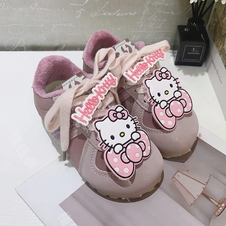 Sanrio Hello Kitty Cartoon Cotton Sneakers Winter Cute Warm Baby Girl Soft Bottom Flats Children Lightweight Fashion Sneakers