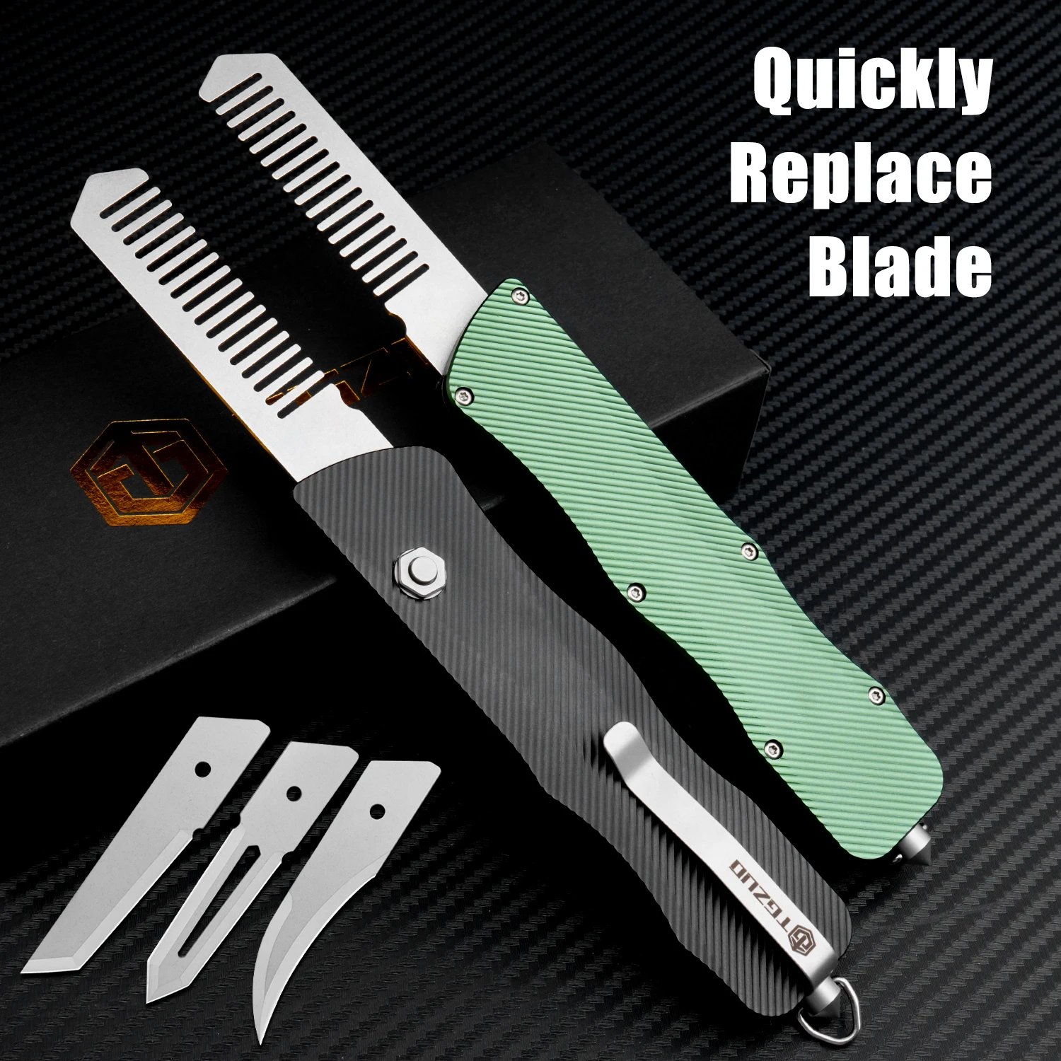 سبائك الألومنيوم مشط سكّين متعدّد الاستخدامات يحل محل شفرة أداة EDC متعددة الوظائف بسرعة مع مشبك وكسارة النافذة للتخييم في الهواء الطلق