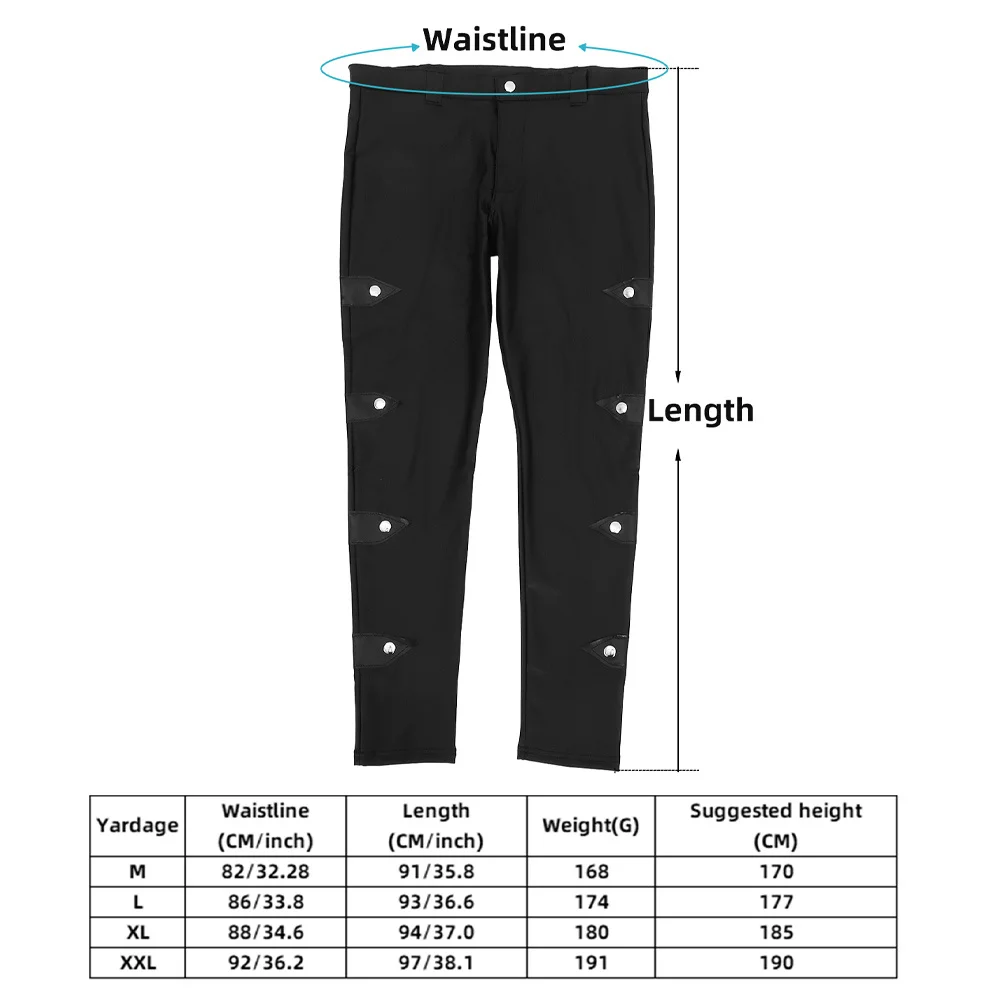 

Xl Black Patent Pants Stretchy Breathable Zipper Pouch Tight Leggings Night Club Costume Long Trousers