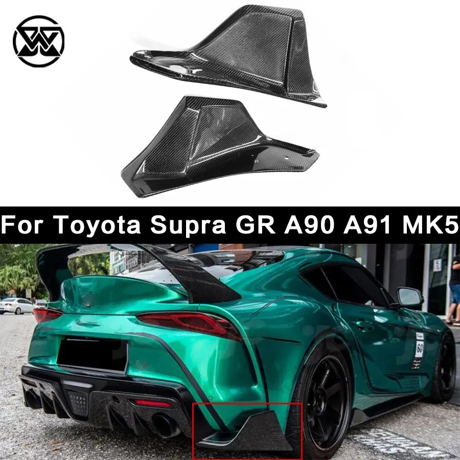 

Car Rear Bumper Splitter Spoiler For Toyota Supra A90 A91 MK5 Carbon Fiber Rear Side Extensions Lip Fins Canards Apron Body Kit