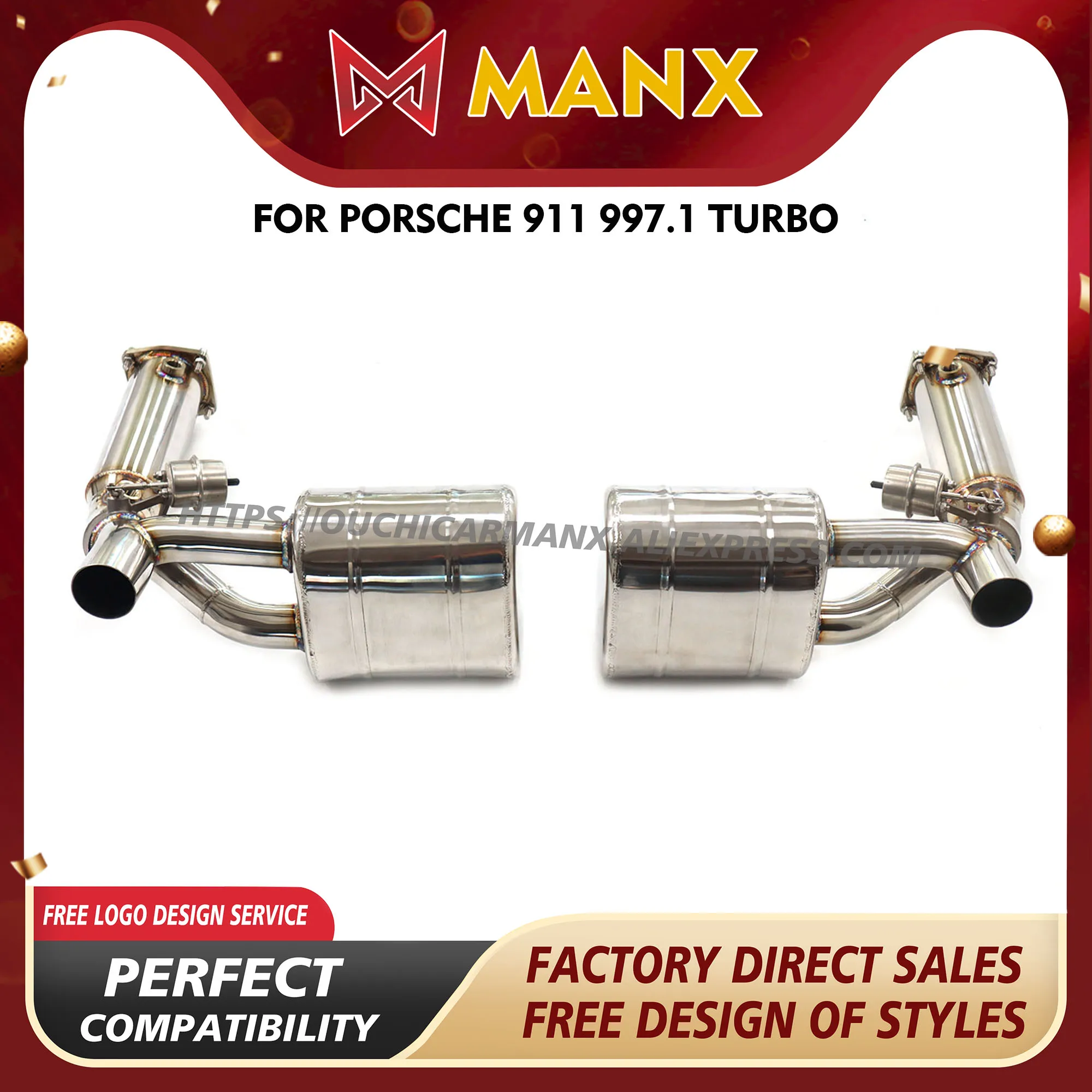 

MANX Catback for Porsche 911 997.1 Turbo SS304 Vacuum valve Exhaust system Long service life