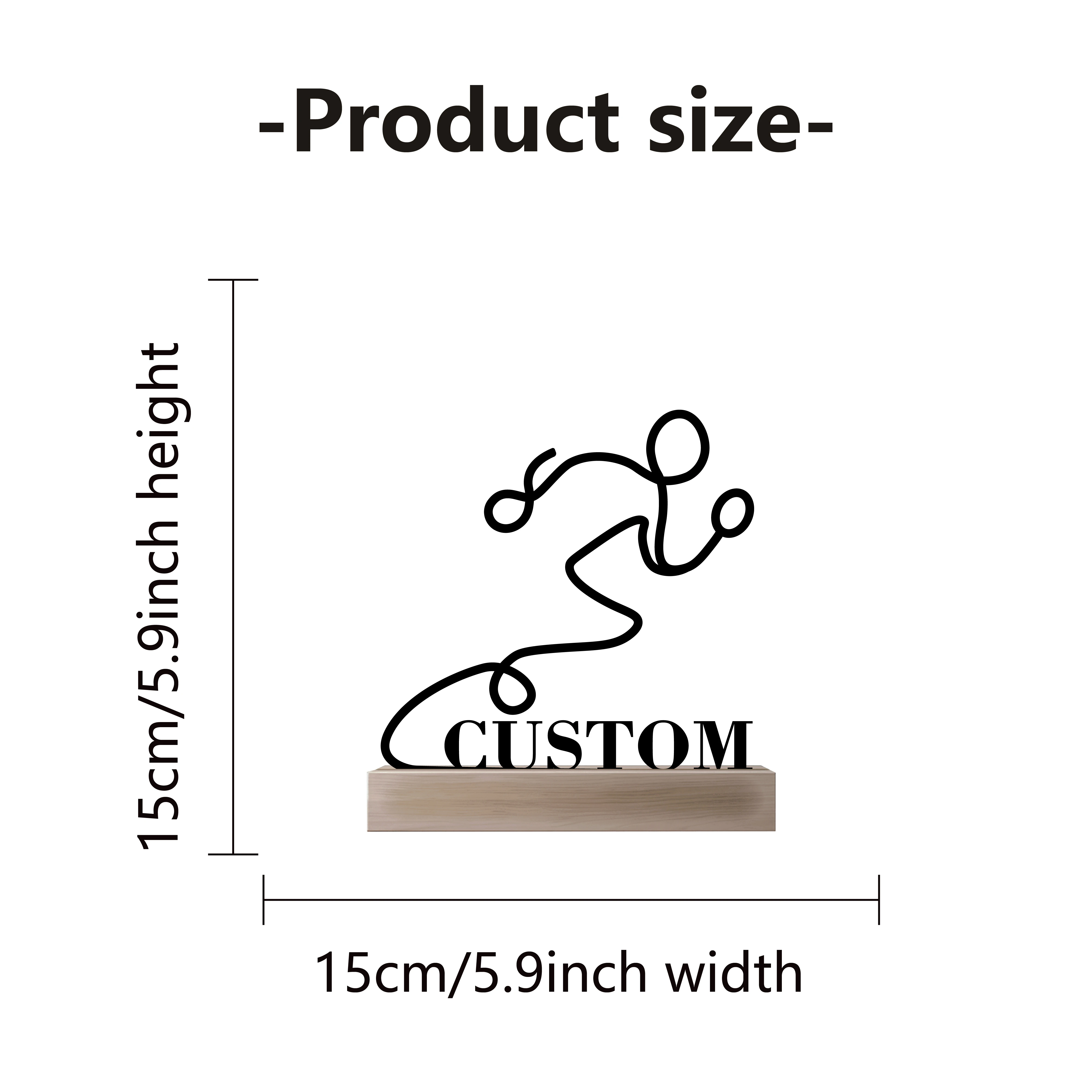 1pc Fashion Running Expert Nome personalizzato Statua di latta Ornamento in metallo Scultura in ferro Figurina artistica con base in legno Tavolo per la casa