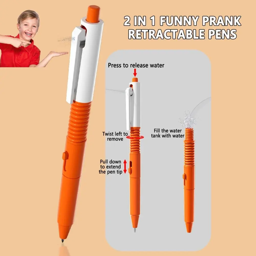 Nieuwe Cartoon Prank Squirt Pen Schoolbenodigdheden Gift Fun Water Pen Water Battle Props Perfect voor Rplaying Prank Intrekbare Pennen