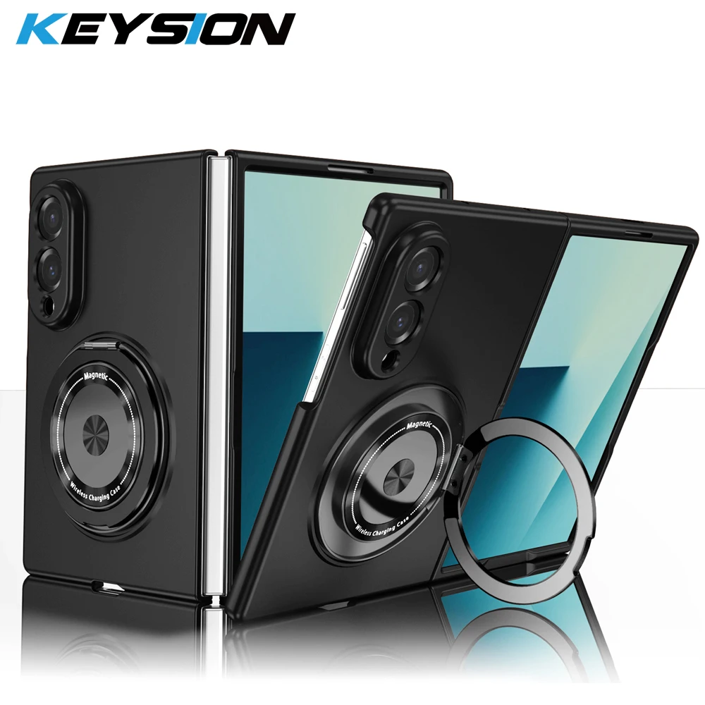 KEYSION 360°Rotating Magnetic Ring Stand Phone Case for MagSafe for Samsung Galaxy Z Fold 8 Ultra 5G Shockproof Hard Back Cover