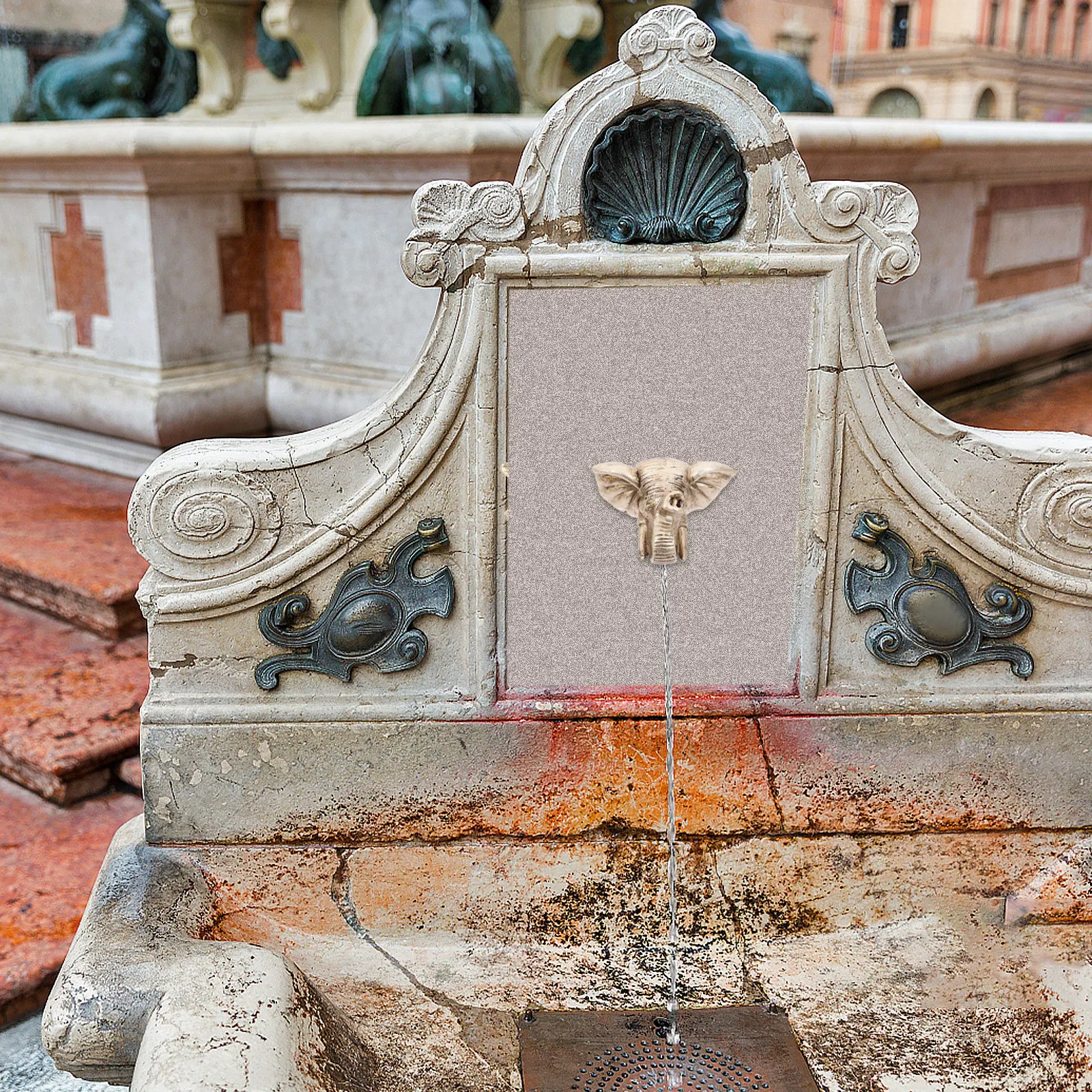 Насадка для фонтана с головой слона, настенная функция воды, декоративный носик, опрыскиватель для открытого сада и бассейна, успокаивающий звук, прочный