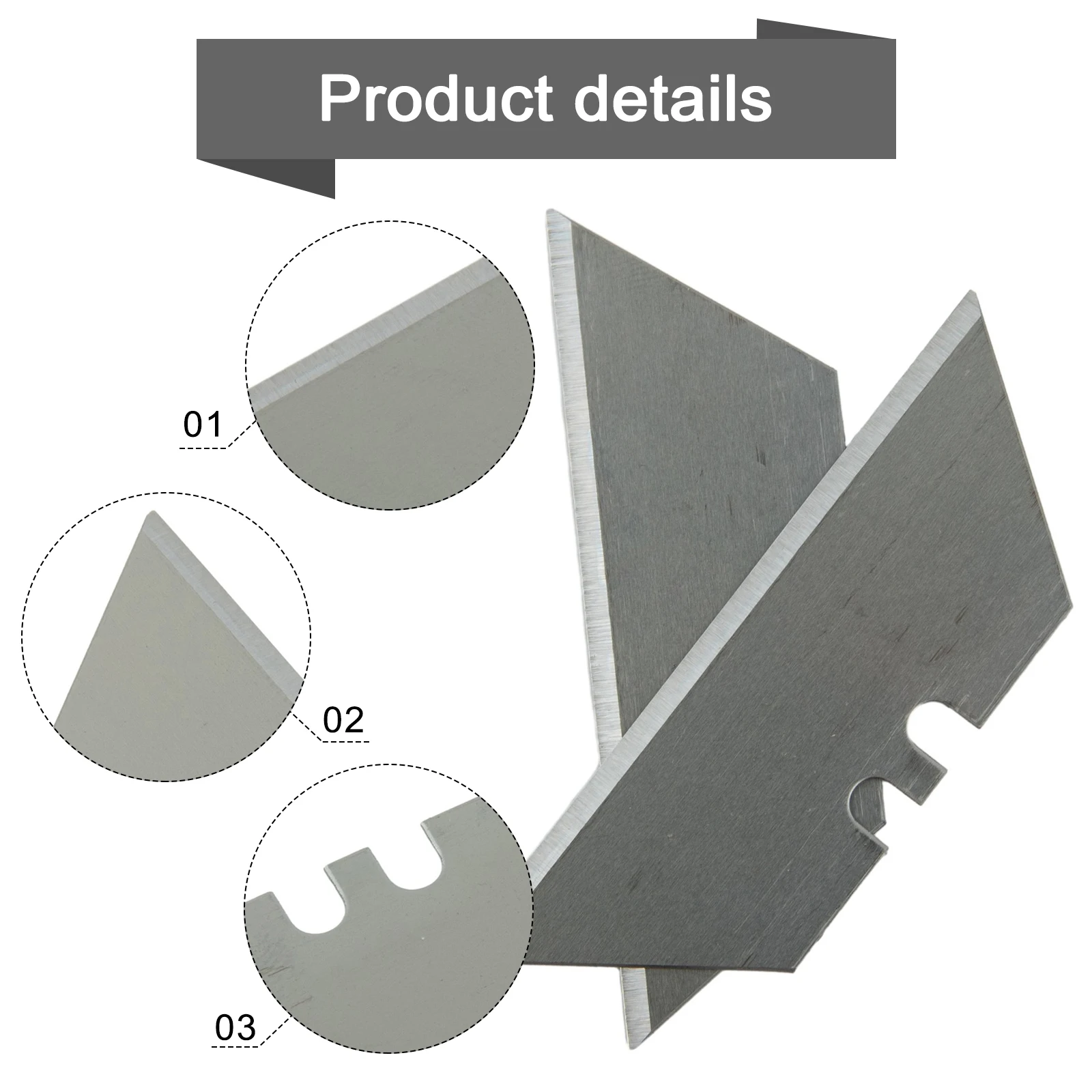 Blade Trapezoidal Blade Manual Cutting Paper Plywood Office Supplies Black Silver 0.6mm Thickness 2.36×0.7 Inch 60# Carbon Steel