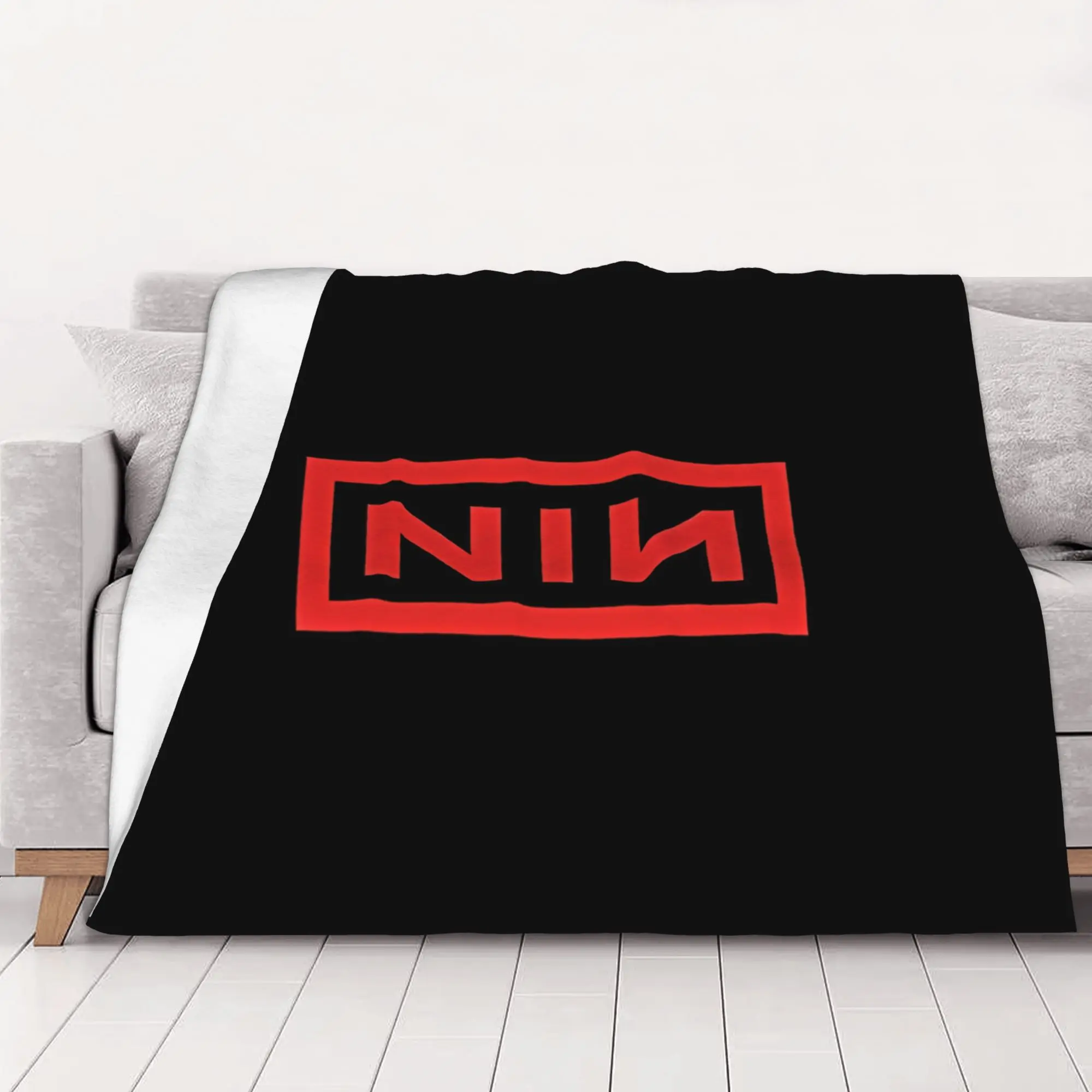 1PC home Cutecore Vrtical N 1N Sign Nine Inch Nails NIN Blanket Super Cosy Plush Home Living Room Sofa halloween