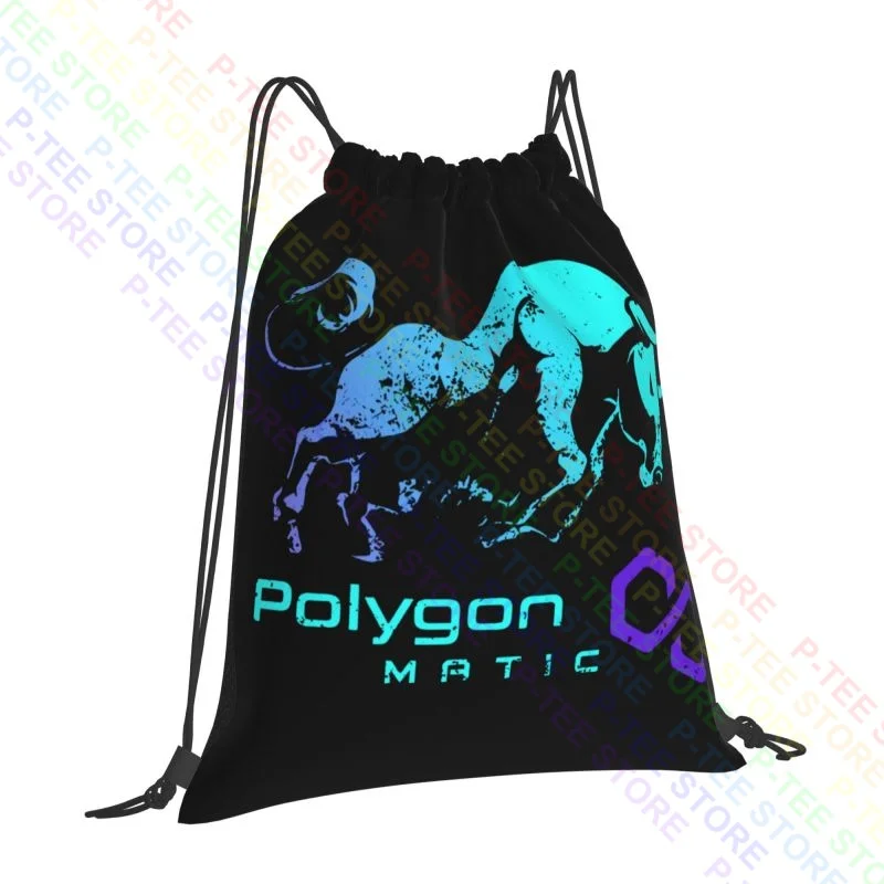 Polygon Matic Crypto Bullrun Hodl Token To Rich Millionaire Drawstring Bags Gym Bag School Shopping Bag