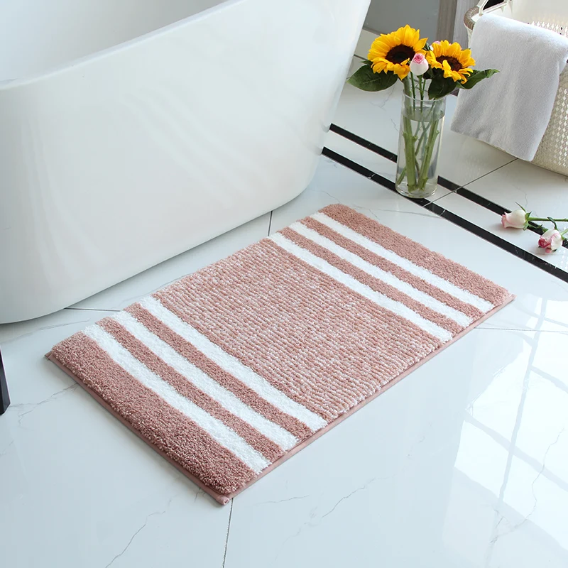 Striped Bathroom Mat,Absorbent & Quick-drying Kitchen Floor Carpet,Non-slip & Super Soft Entry Doorway Floor Rug,For Bathroom Be