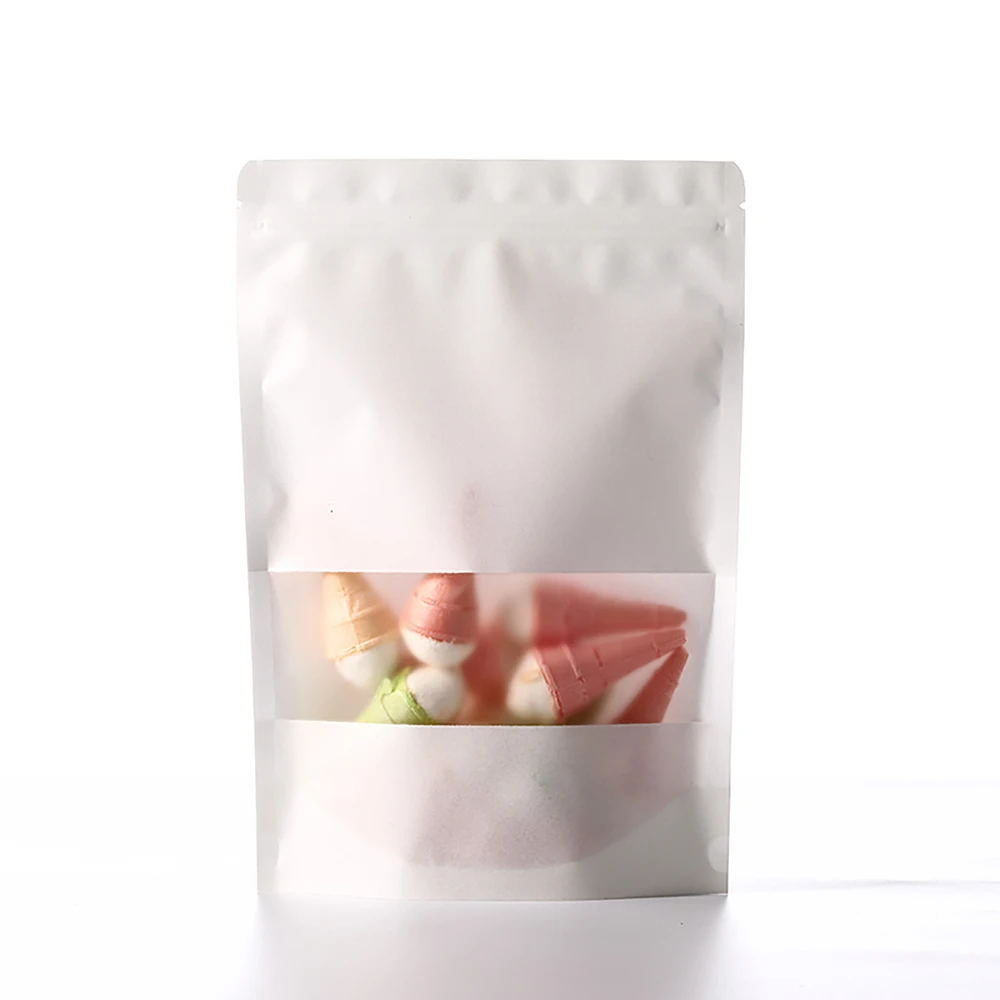 Paquete de 500 Bolsas Doypack de Papel Kraft Reciclables, Aptas para Alimentos, para Envasar Alimentos Secos, Granos de Café y Azúcar