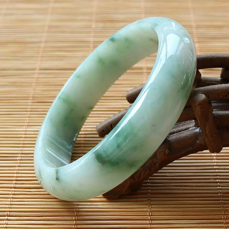 Myanmar Mine Timber Ice Waxy Kinds Blue Flower Jade Bracelets Emerald Floating Flowers Bracelet J