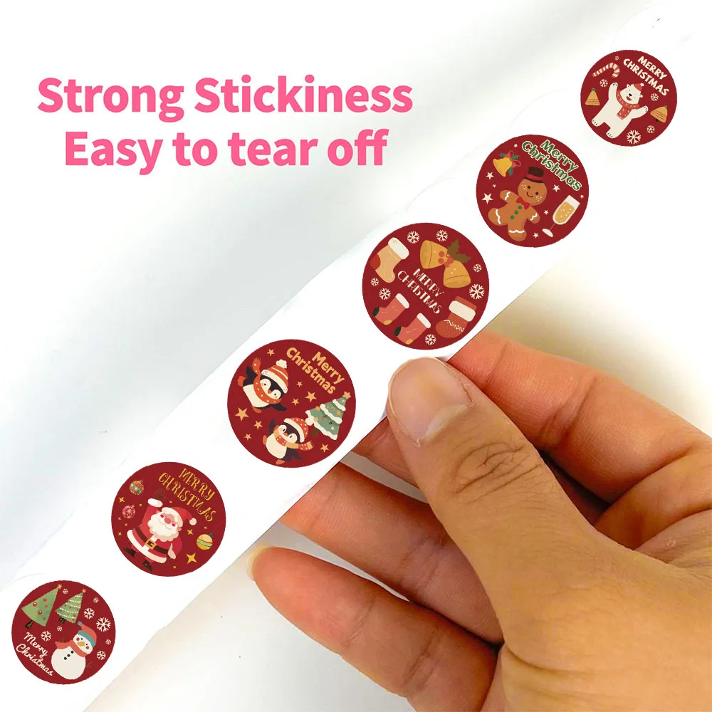 500 SZTUK Naklejek Świątecznych w Rolce, Wodoodporne, Personalizowane, do Laptopa, Kawy, Telefonu, Roweru, Motocykla, Bagażu