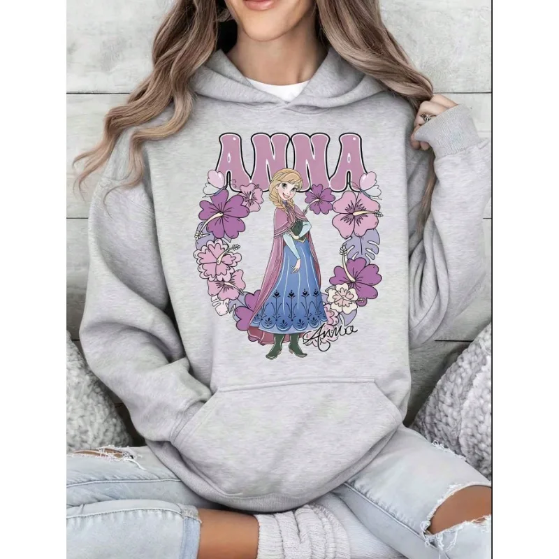 ديانا زهرة تصميم هوديي فروزن الأميرة آنا الخريف / الشتاء مجموعة جديدة للجنسين عارضة أزياء الشارع الشهير #2