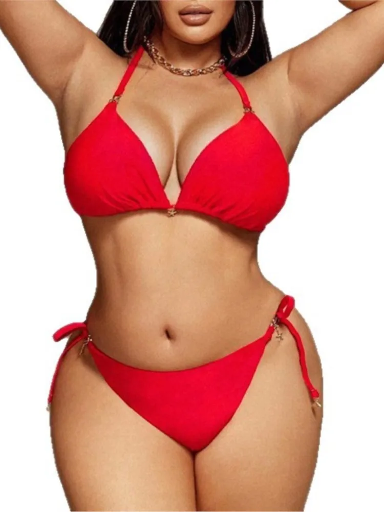 L-4XL Plus Size High Waist Bikini Women's Push Up Big Large Size Swimsuit 2026 Summer Mujer Tummy Control Swimwear Bikini Sets
