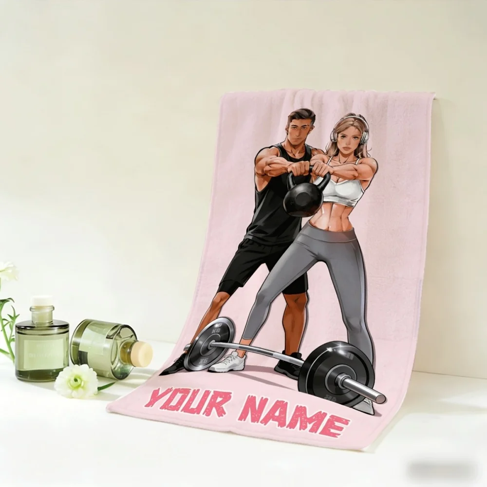 2pcs Custom Name Fitness Towel, Face Towel, for Men And Women, Couples, Gym, Sports, Easy to Wash And Hang, Convenient to Carry