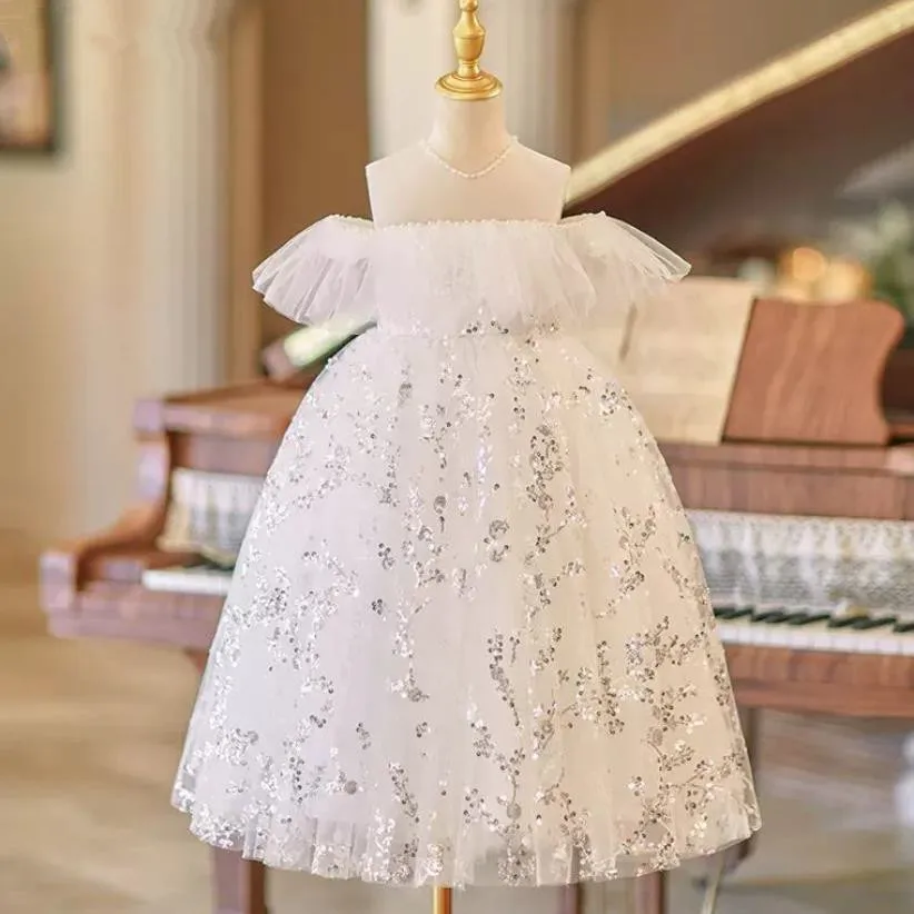 

2024 New Children's Host Catwalk Princess Evening Gown Wedding Birthday Baptism Party Flower Girl Dresses A4135 Vestidos