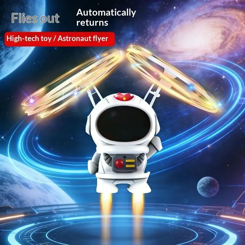 Cartoon Astronaut Induction Flying Toy Smart Suspension Rotary Luminous Flying Figure Toy For Kids Outdoor Indoor Play Toys