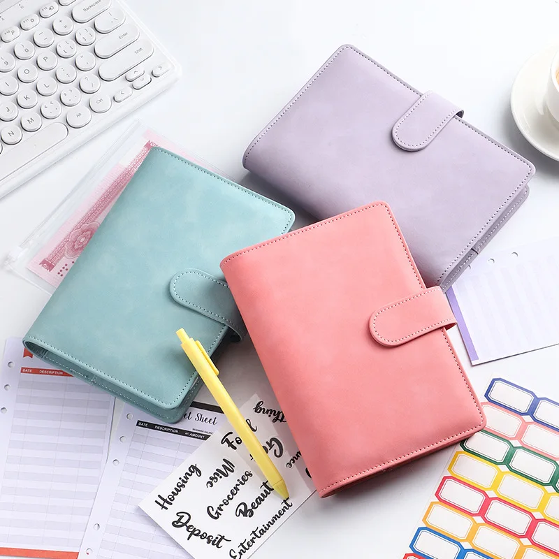 A6 Macaron Notebook Case A5 Binder Zipper Bag Leather Storage Binder Cash Budget Hand Book Cover Budget Planner Journals Cover