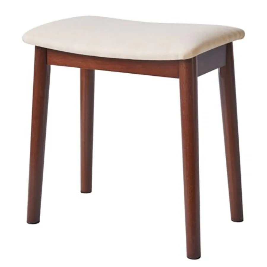 

Vanity Stool with Saddle CushionModern Foot Stool Ottoman Piano Bench Foot Rest Stool with Solid Wood Legs Small Upholstered Be