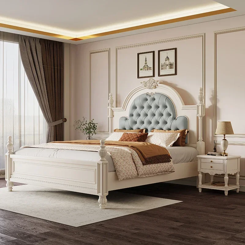 

Princess Bedroom Double Bed Frame Designer Europen Wooden Luxury Double Bed Headboards Modern Cama Box Casal Furniture Home