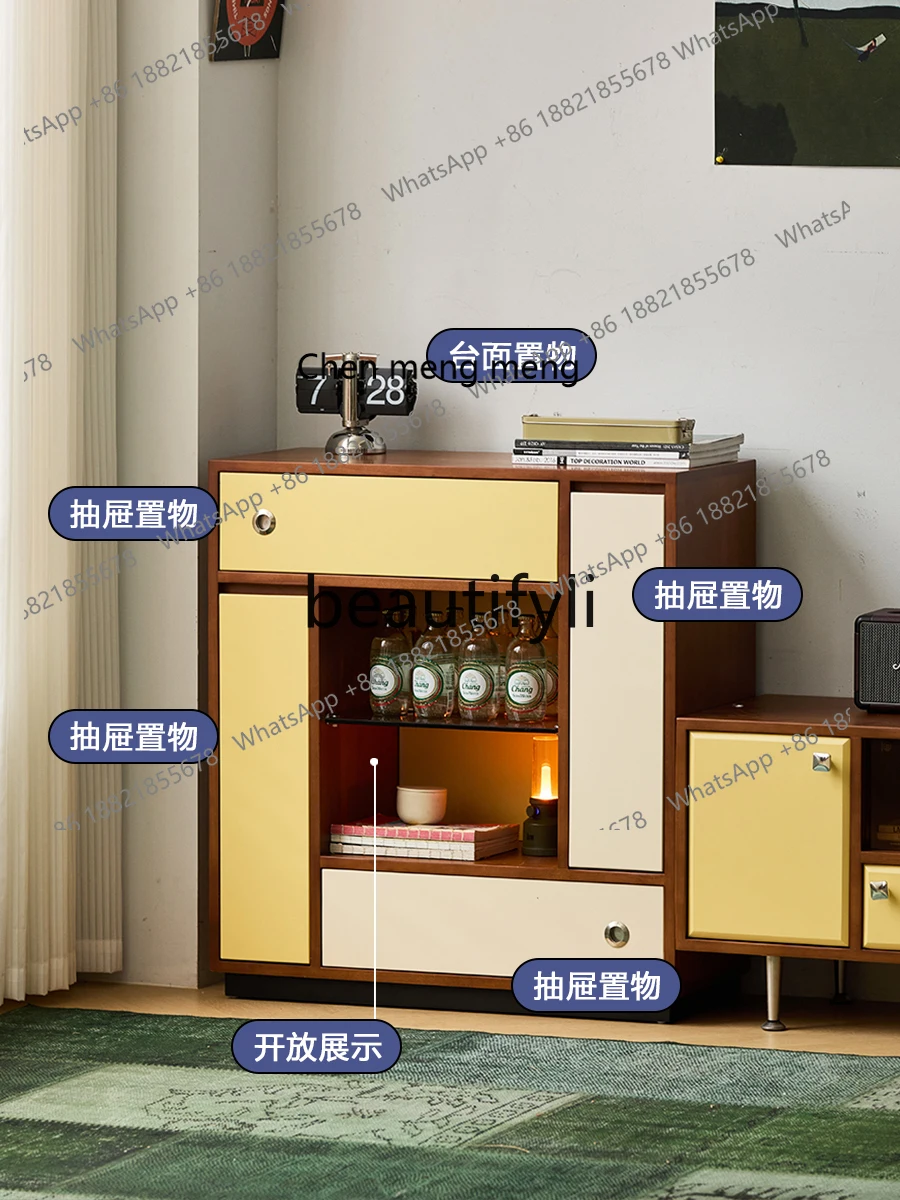 

X Solid Wood Sideboard Storage TV Cabinet Living Room Small Wine Cabinet Wall-Mounted Storage