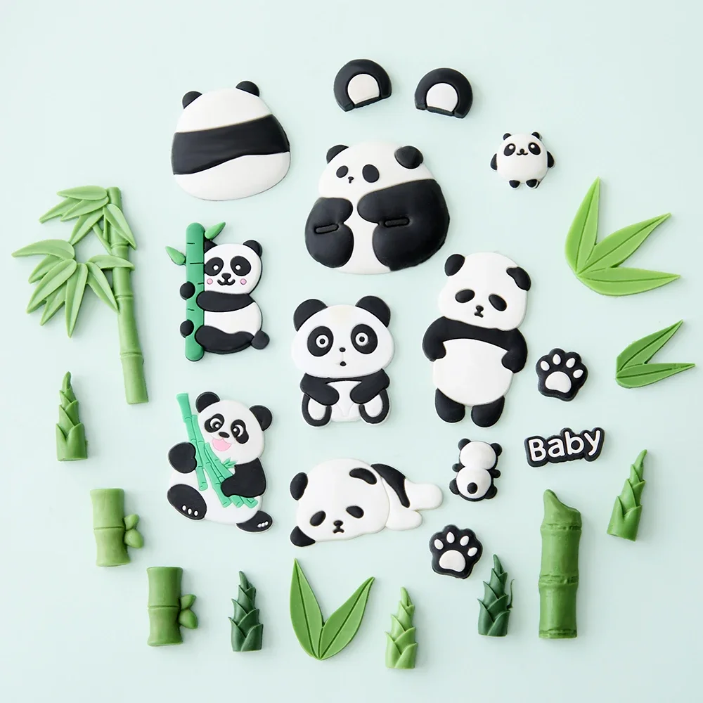 3d Cute Panda Silicone Molds Bamboo Leaves Shoots Pole Cake Mousse Baking Tools Chocolate Fondant Mould Cake Decorating Tools