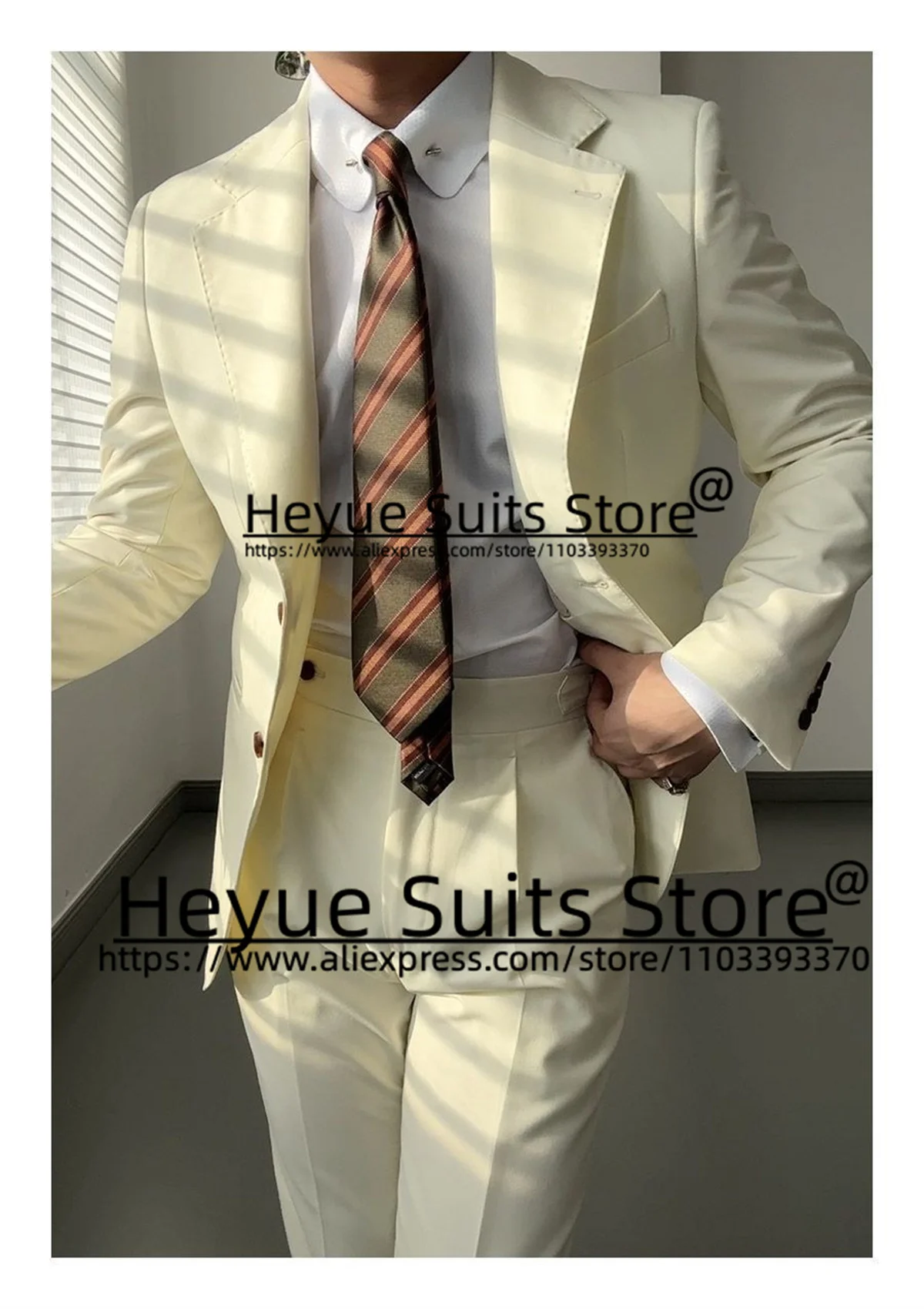 Beige Wedding Classic Men Suits Slim Fit Notched Lapel Groom Formal Tuxedos Tailor Made 3 Pieces Sets terno masculinos completo