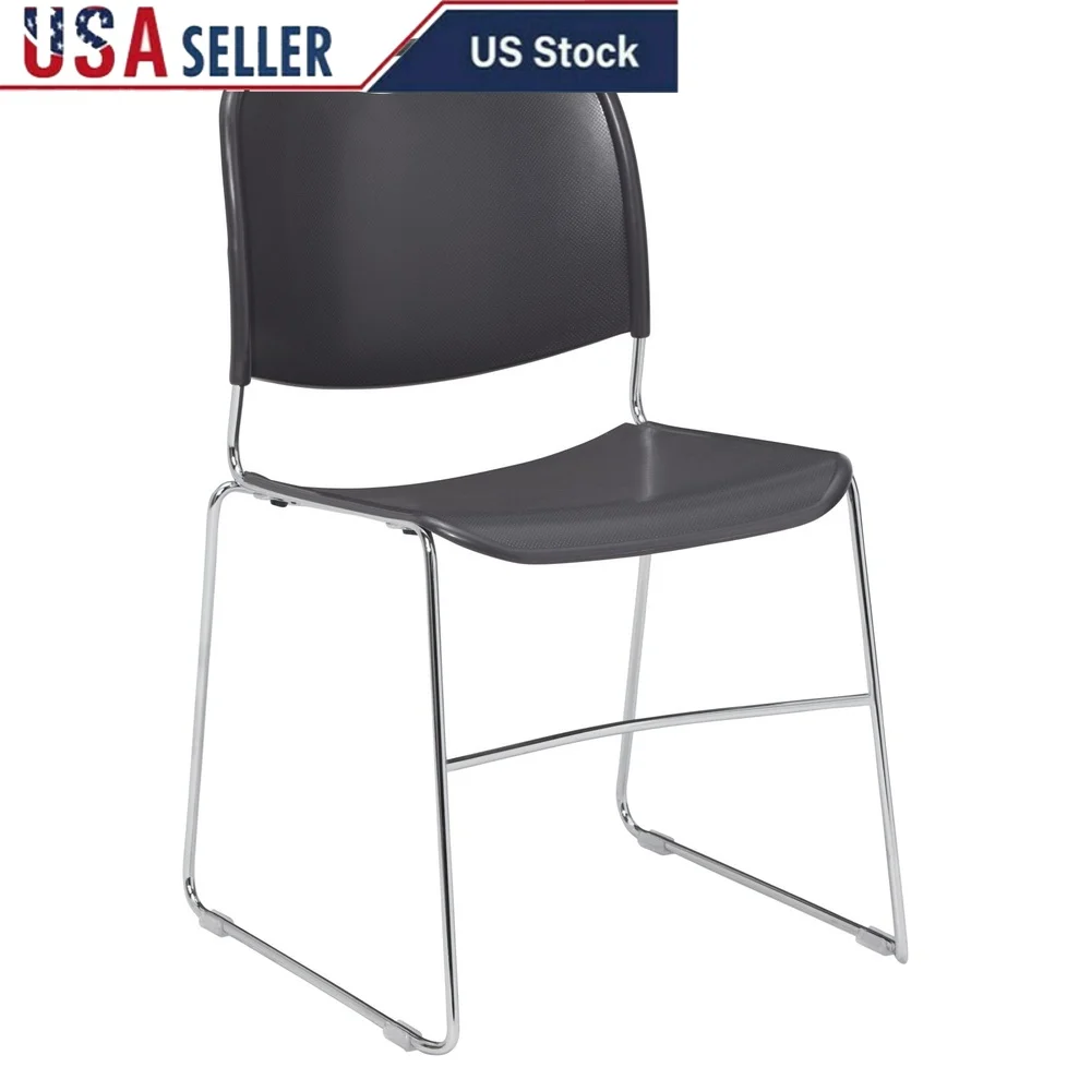

Ultra-Compact Stack Chair Gunmetal Lightweight Portable with Backrest Handle Indoor Use Easy Clean 450lb Capacity Optional