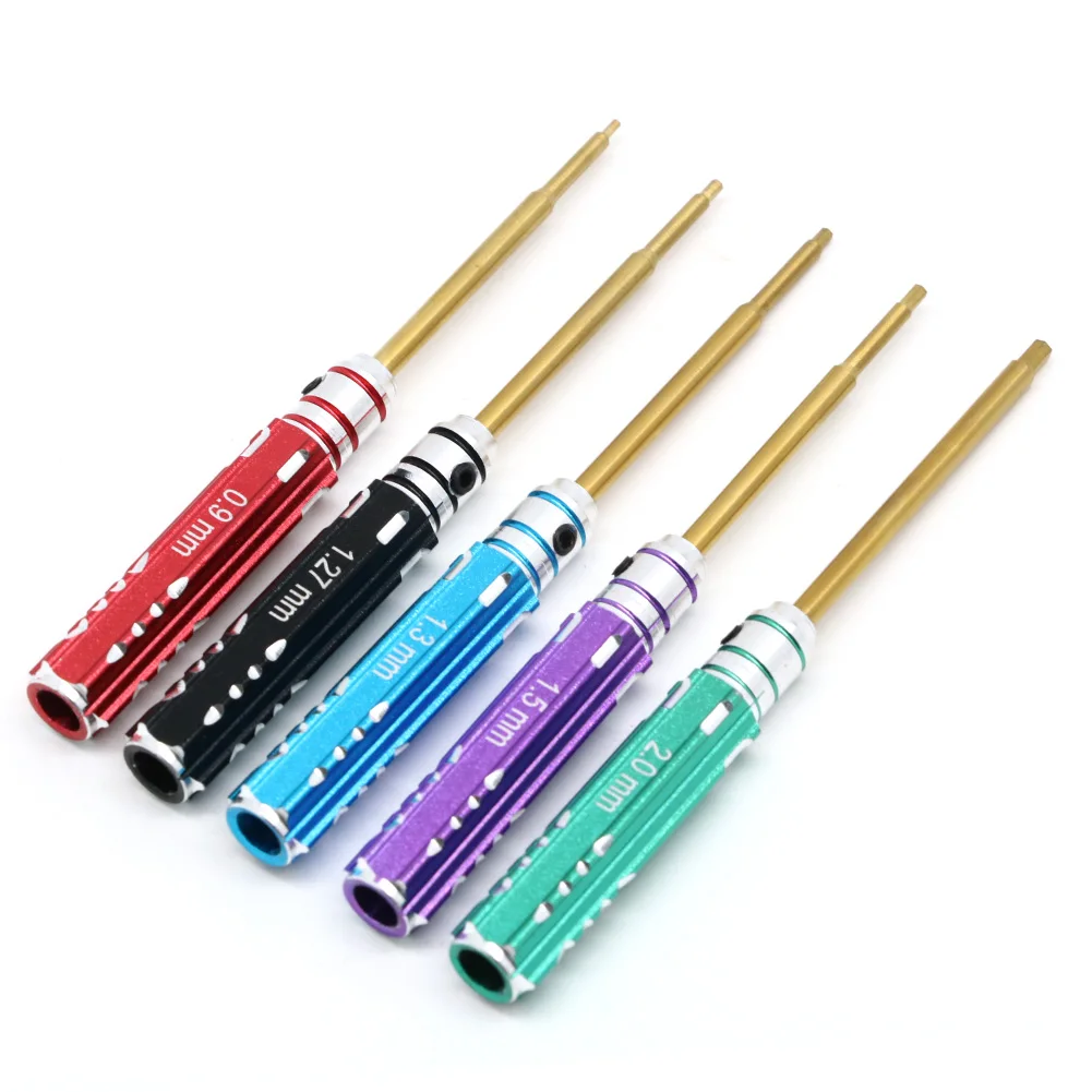 5pcs/set RC Mini 0.9mm 1.27mm 1.3mm 1.5mm 2.0mm Hex Screw Driver Set Titanium Screwdriver for Axial SCX24 1/24 RC Crawler Truck