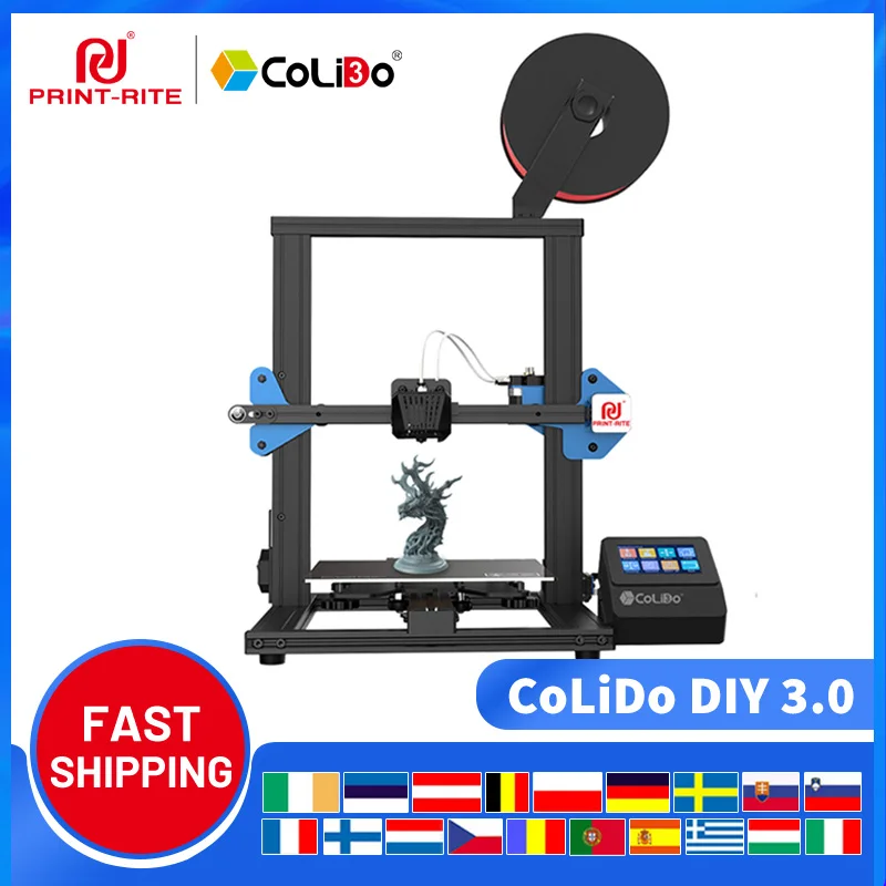 

CoLiDo DIY 3.0 FDM 3D Printers with 1.75mm 3D Filament For PLA/ABS/PETG/TPU 220*220*260mm Direct Extruder 3D Printing