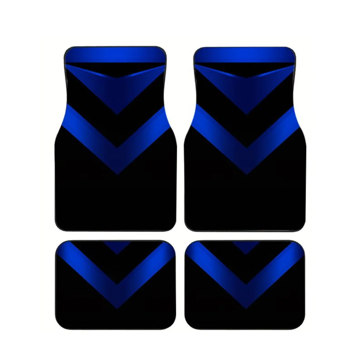 

4pcs Blue Black V-Shape Gradient Car Floor Mats Universal Fit Anti-Slip Waterproof Auto Foot Carpets Set Car Accessories For SUV