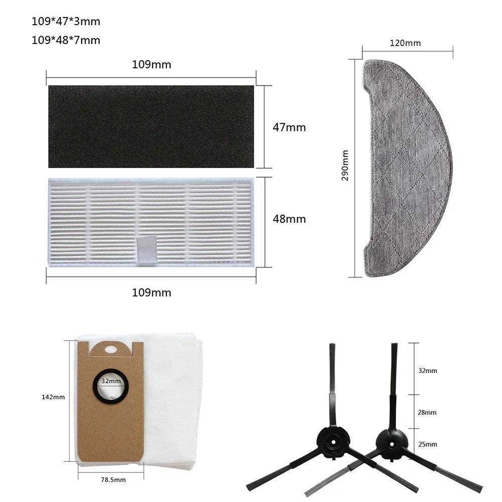 Pro AIRROBO 진공 청소기용 Mian 브러시 걸레 패드, 먼지 봉투, 사이드 브러시 필터 키트, 25 개/세트