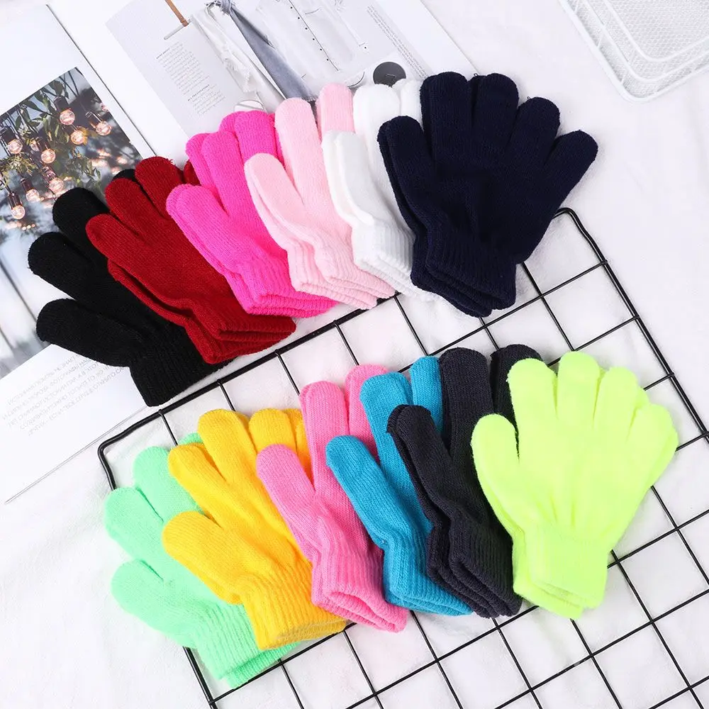 1Pair Children Magic Glove Girl Boy Kid Stretchy Knitted Winter Warm Full Finger Gloves Children\'s Figure Skating Special Gloves