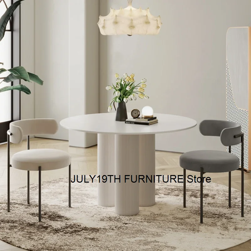 Round Dining Table Set 4 Chairs Marble Nordic Dining Table Minimalist Luxury Comedor De 4 Silla Set Furniture OK50CZ