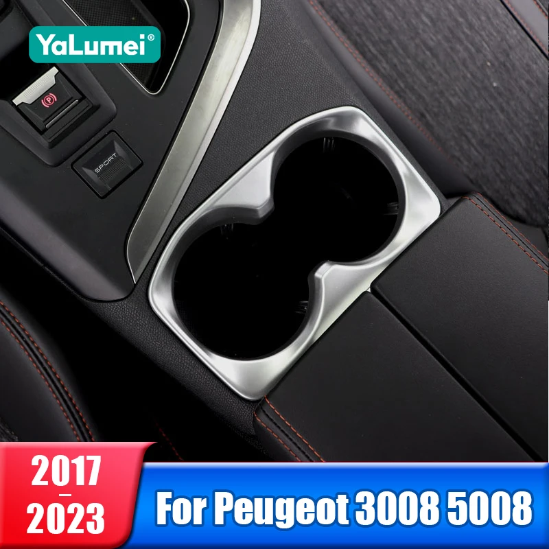 

Car Rear Seat Water Cup Holder Cover Trim Frame For Peugeot 3008 5008 2017 2018 2019 2020 2021 2022 2023 GT Hybrid Accessaries